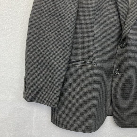 Chaps 100% Lambswool Blazer Jacket Mens 42R Gray Houndstooth Sport Coat Formal - Picture 4 of 16